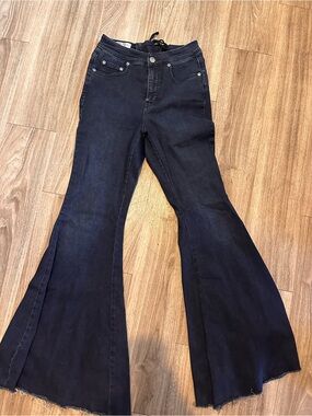We The Free Deep Indigo Flare Wide-Leg Jeans